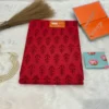 Sindoor Saaz: Red Hand Block Mulmul Cotton Saree with Unstitched Blouse