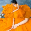 Kesariya Georgette Anarkali Set